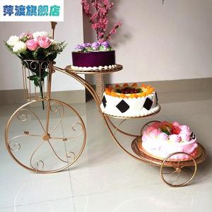 欧式创意铁艺蛋糕架子三层自行车婚庆生日多层蛋糕架甜品台展示架