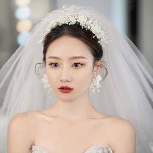 赫本风森女韩式新款仙美手工珍珠发箍婚纱发饰新娘结婚礼服配饰品