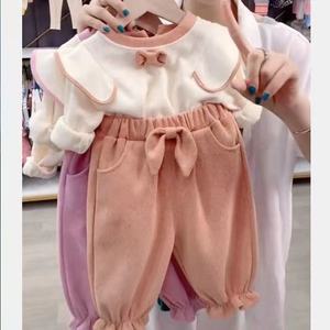 巴拉巴柆女宝宝秋装套装0一1-2-3岁纯棉婴儿衣服外出服洋气小女孩