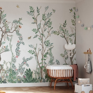Woodlands 瑞典进口风格订制壁布现代简约北欧植物树木儿童房墙布