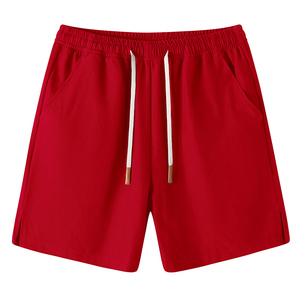 大红色运动短裤男夏季多巴胺跑步休闲裤美式时尚男裤街头五分裤子