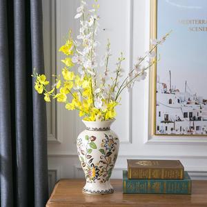 陶瓷花瓶摆件客厅插花复古欧式美式装饰餐桌仿真花花艺高级感花器