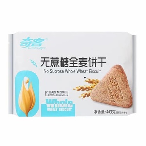 奇客全麦饼三种口味无蔗糖五谷杂粮葱香饼干独立小包装粗粮403g