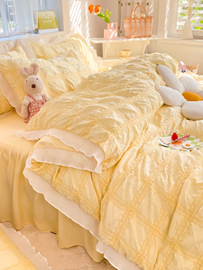 IKEA宜家韩式床上四件套冬季非纯棉全棉床裙床单被套罩床品宿舍单