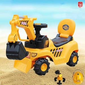 祺月大号儿童挖掘机可坐骑挖土机车子工程车推土黄色蓝色玩具童车