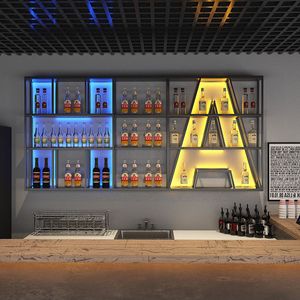 酒柜红酒架挂墙壁挂式创意发光字母置物架餐厅定制酒架酒吧吧台柜