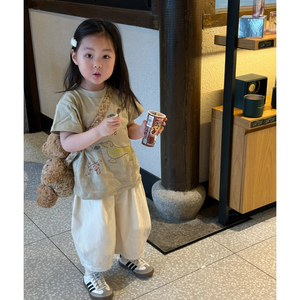 韩国童装女童短袖T恤2024新款宝宝纯棉印花上衣儿童休闲短袖衣服
