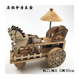 木制马车马拉车工艺品摆件精美马车模型木制办公家居摆件马车玩具