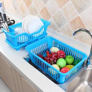 厨房水槽碗筷沥水蓝带筷子筒大容量塑料置物架洗菜蓝滤水蓝装