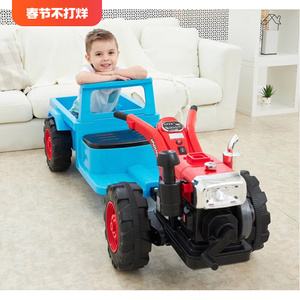 新款德国手扶拖拉机电动玩具车可坐人四轮大号仿真儿童超大带斗