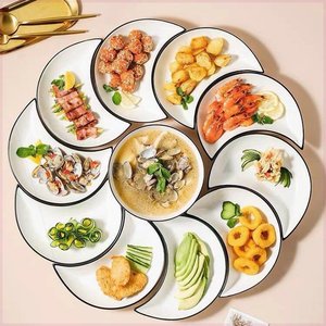 月亮团圆拼盘陶瓷餐具组合简约家庭聚餐盘拼碟摆盘米饭碗菜盘套装
