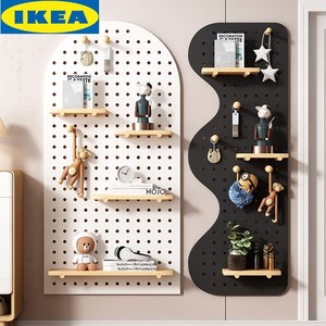 IKEA宜家实木洞洞板定制墙上置物架木质墙壁挂墙书架隔板收纳架挂