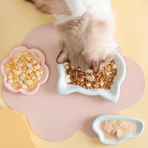 碗陶瓷零食盘猫子碗食盆粮猫吃饭碗猫盘咪专用猫罐头猫猫餐盘宠物