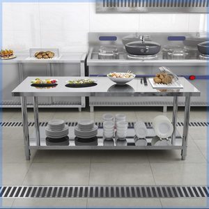 不锈钢工作台厨房操作台单层加厚切菜桌子打荷台饭店后厨灶台商用