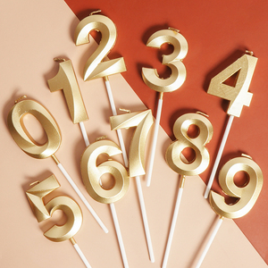 生日蜡烛数字蛋糕装饰金色独立包装烘焙浪漫摆件派对用品纪念日