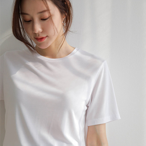 莫代尔短袖面膜t恤女宽松薄款夏季白色汗衫冰丝圆领内搭半袖体恤