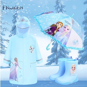 迪士尼女雨衣儿童装冰雪奇缘带书包位加厚幼儿园小孩宝宝学生雨披