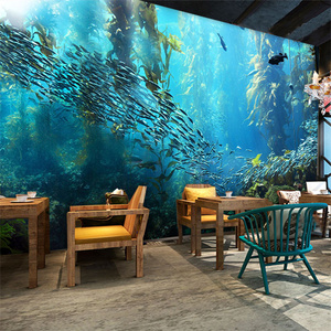 海鲜餐厅饭店装饰背景墙布网红打卡海洋贴纸海底世界客厅卧室壁画