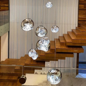 北欧设计师熔岩吊灯现代简约别墅楼梯长loft复式楼客厅个性餐厅灯