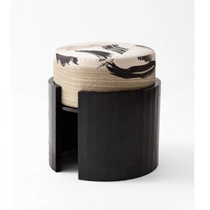 新中式实木圆凳茶凳脚踏现代简约布艺换鞋凳家用梳妆凳样板房定制
