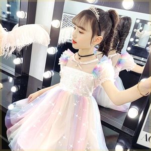 巴拉巴柆女童2021公主裙春夏装新款韩版儿童洋气连衣裙女孩夏季裙