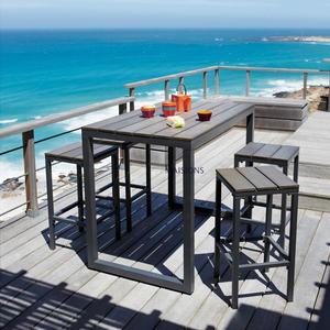 捷鸽地中海复古户外防腐酒吧咖啡休闲桌椅铁艺塑木阳台高脚桌子吧