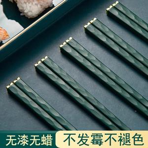 ins民国风合金筷子家用高档新款轻奢防滑抗菌筷餐厅高颜值墨绿色