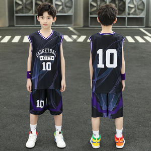 迪卡侬适配儿童篮球服男童中大童无袖背心训练服10号球衣运动套装