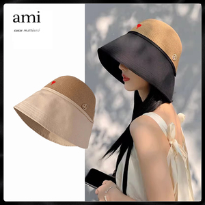 法国正品AMI KMKM帽子大头围出游防紫外线渔夫帽女夏季遮脸盆帽潮