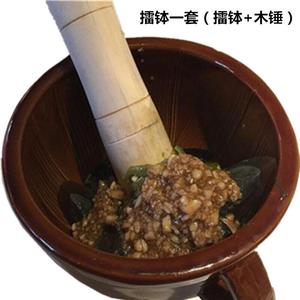 擂钵湘菜擂茄子擂辣椒皮蛋擂茶碗手工捣姜蒜花生研磨器送木锤