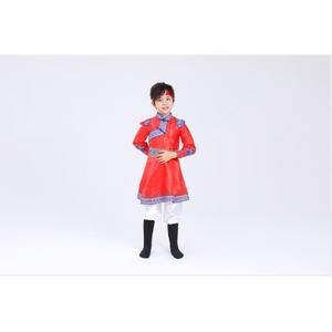 三月三蒙古舞蹈演出服新款儿童蒙古族男童蒙袍内蒙古少数民族服装