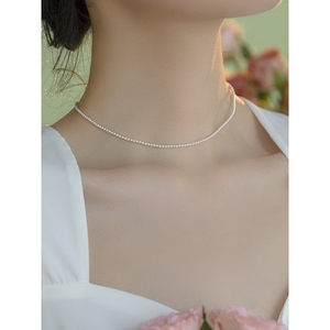 ᷂234mm小珍珠项链正圆强光极细款复古14k包金小米珠颈链女