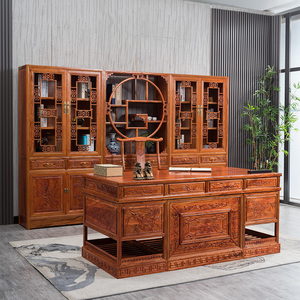 中式书桌实木仿古明清书房家具老板办公桌大板桌南榆木老板写字台