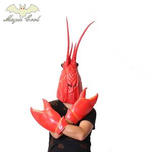 虾头头套大虾龙饰动物面具舞台表演螃蟹爪子cos大钳子创意手套