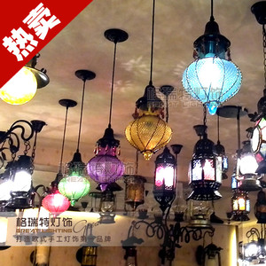 田园摩洛哥美式餐厅创意玻璃复古酒吧漫咖啡厅网咖奶茶店吊灯具