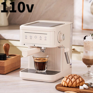 110V意式咖啡机萃取白色全自动小型奶泡拉花蒸汽出口美规台湾英规