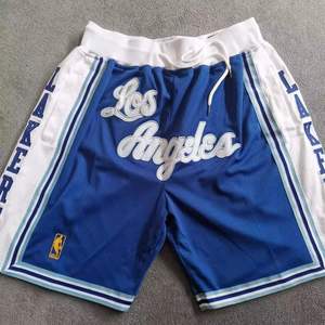 科比詹姆斯同款篮球裤洛杉矶湖人蓝色Los Angeles复古刺绣INS短裤
