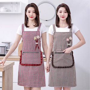 新款时尚家用厨房做饭背带围裙韩版女加厚棉布透气餐饮工作服围腰