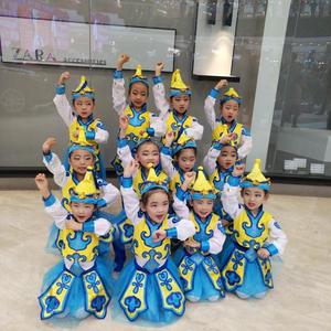 新马蹄哒哒儿童表演服民族蒙族女童筷子舞蹈服幼儿蒙古舞服装纱裙