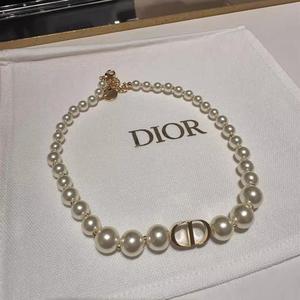 Dior迪奥项链女经典Montaigne珍珠字母CD锁骨链吊坠颈链 法国