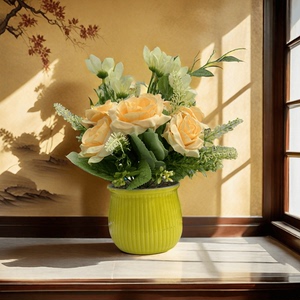 小清新陶瓷花瓶玫瑰仿真花艺插花装饰客厅茶几家中摆件套装饰家用