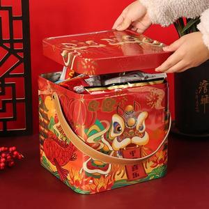 新年手提糕点礼品盒零食包装盒空箱子空盒曲奇饼干罐铁盒子铁皮桶