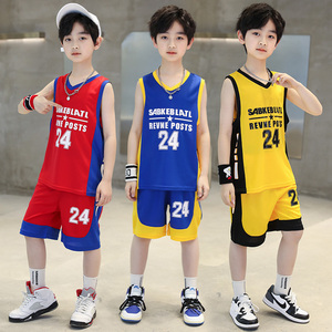 迪卡侬适配男童篮球服速干运动套装无袖夏季背心儿童男孩中大童24