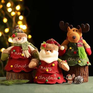 圣诞节装饰新款麻布拉链苹果袋圣诞老人雪人麋鹿礼品袋糖果袋礼物