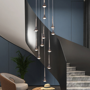 加拿大设计师款美式别墅楼梯悬空吊灯创意个性艺术喇叭流星雨灯具