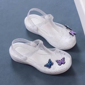 海边水晶鞋女儿童透明塑料女童拖鞋果冻夏季沙滩防滑凉鞋两穿两用