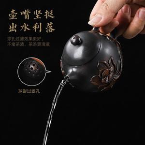 云南建水紫陶壶泡茶壶名家全手工荷花龙旦壶茶具套家用装高档礼盒