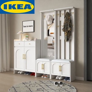 IKEA宜家门口鞋柜挂衣架一体带镜子家用换鞋凳式门厅柜鞋柜衣帽柜