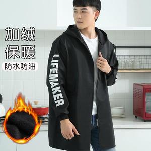 干活穿的外套男士罩衣防水外套加绒加厚工作服冬季做饭上班大褂男