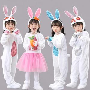 新款儿童兔子演出服小白兔动物表演服幼儿园六一兔子舞蹈纱裙服装